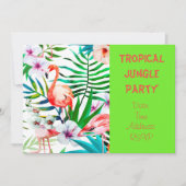 熱帯性ジャングルパーティーとフラミンゴ 招待状 (正面)