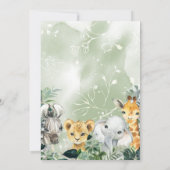 熱帯性ジャングル動物サファリベイビーシャワーインビタティ 招待状 (裏面)