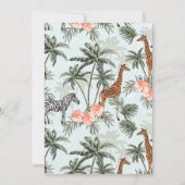 熱帯性ジャングル動物 | ガールワイルドワン誕生日 招待状 (裏面)