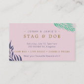 熱帯性チケット(Stag、Doe Jack、Jill) 名刺 (裏面)