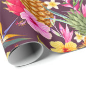 熱帯性パイナップルと花 ラッピングペーパー (ロールコーナー)
