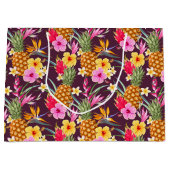 熱帯性パイナップルと花 ラージペーパーバッグ (正面)