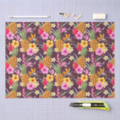 熱帯性パイナップルと花 薄葉紙 (クラフト)