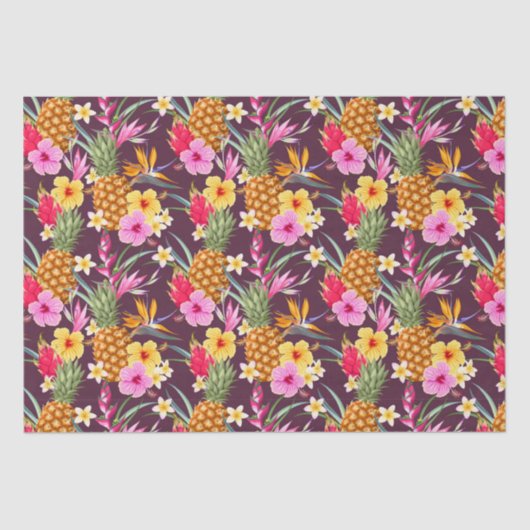 熱帯性パイナップルと花 薄葉紙 (正面)