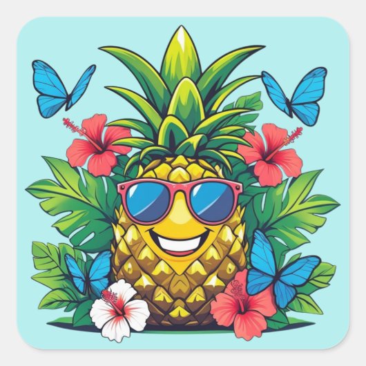 熱帯性パイナップル蝶 スクエアシール (正面)