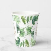 熱帯性パームグリーンと金ゴールドスクリプトブライダルシャワー 紙コップ (右)