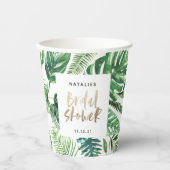熱帯性パームグリーンと金ゴールドスクリプトブライダルシャワー 紙コップ (正面)