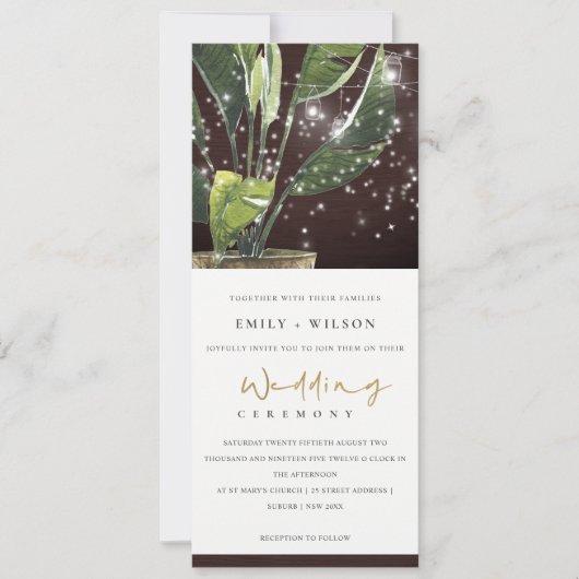 熱帯性パームスターリーナイトメイソンジャールライト結婚ズ 招待状 (正面)