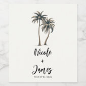 熱帯性パーム素朴ツリー結婚沿岸 ワインラベル (シングルラベル)