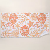 熱帯性ヒトデとサンゴ模様 ビーチタオル (正面)