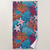 熱帯性ヒトデとサンゴ模様 ビーチタオル (正面)