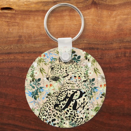 熱帯性ヒョウ柄フローラハワイアン キーホルダー (正面)