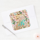 熱帯性ヒョウ柄フローラハワイアン スクエアシール (封筒)