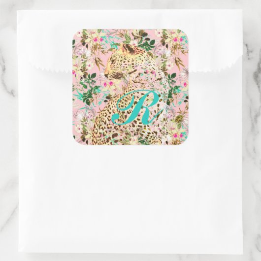 熱帯性ヒョウ柄フローラハワイアン スクエアシール (バッグ)