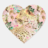 熱帯性ヒョウ柄フローラハワイアン ハートシール (正面)
