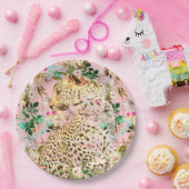 熱帯性ヒョウ柄フローラハワイアン ペーパープレート (パーティー)