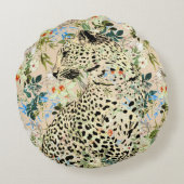 熱帯性ヒョウ柄フローラハワイアン ラウンドクッション (裏面)
