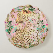 熱帯性ヒョウ柄フローラハワイアン ラウンドクッション (裏面)