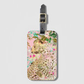 熱帯性ヒョウ柄フローラハワイアン ラゲッジタグ (正面縦)