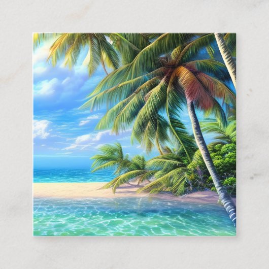 熱帯性ビーチとその白い砂と結晶 スクエア名刺 (正面)