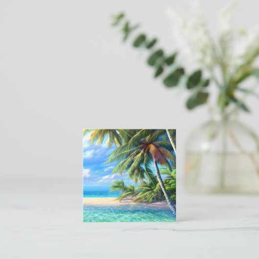 熱帯性ビーチとその白い砂と結晶 スクエア名刺 (スタンド正面)