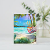 熱帯性ビーチとその白い砂と結晶 ポストカード (スタンド正面)