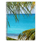 熱帯性ビーチにパームフロンツを額装 ノートブック (正面)