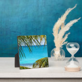 熱帯性ビーチにパームフロンツを額装 フォトプラーク (インサイチュ)