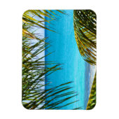 熱帯性ビーチにパームフロンツを額装 マグネット (縦)