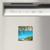 熱帯性ビーチにパームフロンツを額装 マグネット (インサイチュ (食洗機))