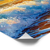 熱帯性ビーチサンセットとヤシの木 ポスター (コーナー)