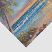 熱帯性ビーチサンセットとヤシの木 薄葉紙 (詳細)