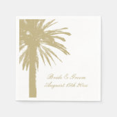 熱帯性ビーチ結婚式のナプキンとヤシの木のロゴ スタンダードカクテルナプキン (正面)