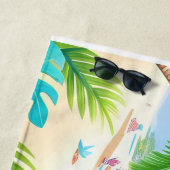 熱帯性ビーチ(ヤシの木、水澄ん付) ビーチタオル (インサイチュ)