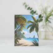 熱帯性ビーチ（手のひら） ポストカード (スタンド正面)