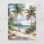 熱帯性ビーチ(手のひら) ポストカード (正面)