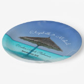 熱帯性ビーチ(茅葺き傘結婚) ペーパープレート (アングル)