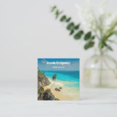 熱帯性ビーチ（風が吹くヤシの木あり） スクエア名刺 (スタンド正面)