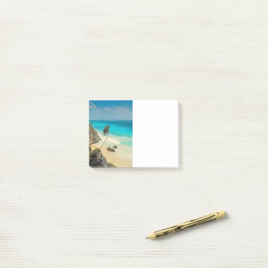 熱帯性ビーチ(風が吹くヤシの木あり) ポストイット (デスク上)