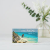 熱帯性ビーチ（風が吹くヤシの木あり） 名刺 (スタンド正面)