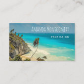 熱帯性ビーチ（風が吹くヤシの木あり） 名刺 (正面)