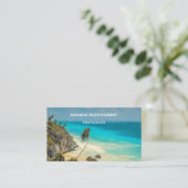 熱帯性ビーチ（風が吹くヤシの木あり） 名刺 (スタンド正面)