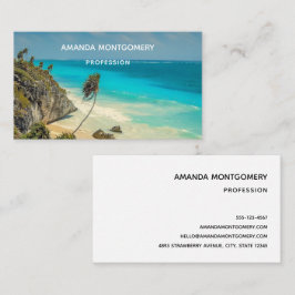 熱帯性ビーチ（風が吹くヤシの木あり） 名刺