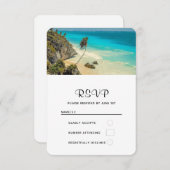 熱帯性ビーチ(風が吹くヤシの木結婚) 出欠カード (正面/裏面)