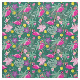 熱帯性ピックボール(フラミンゴ付き、緑) ファブリック