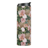 熱帯性ピンクのピーチの花葉のジャングル タンブラー (回転左)