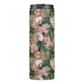 熱帯性ピンクのピーチの花葉のジャングル タンブラー (裏面)