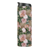 熱帯性ピンクのピーチの花葉のジャングル タンブラー (回転右)