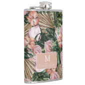 熱帯性ピンクのピーチの花葉のジャングル フラスク (右)