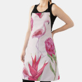 熱帯性ピンクの花、プロテア、花鳥 エプロン (インサイチュ)